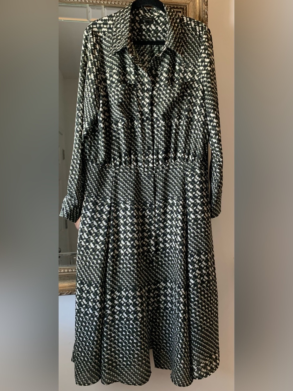 Who What Wear Black and White Long Sleeve Shirt Dress